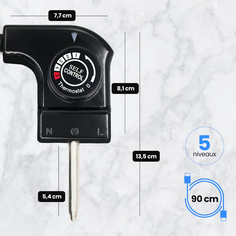 RO-Linea Blanca CTW-300 Câble Avec Thermostat Pour Plancha à Rôtir - Compatible Jata, Princess, Fagor