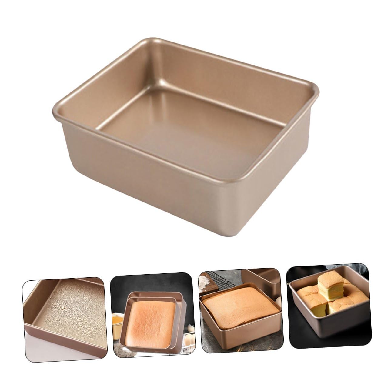 Quadratische Kuchenform Antihaftbeschichtet aus Edelstahl , Goldfarben