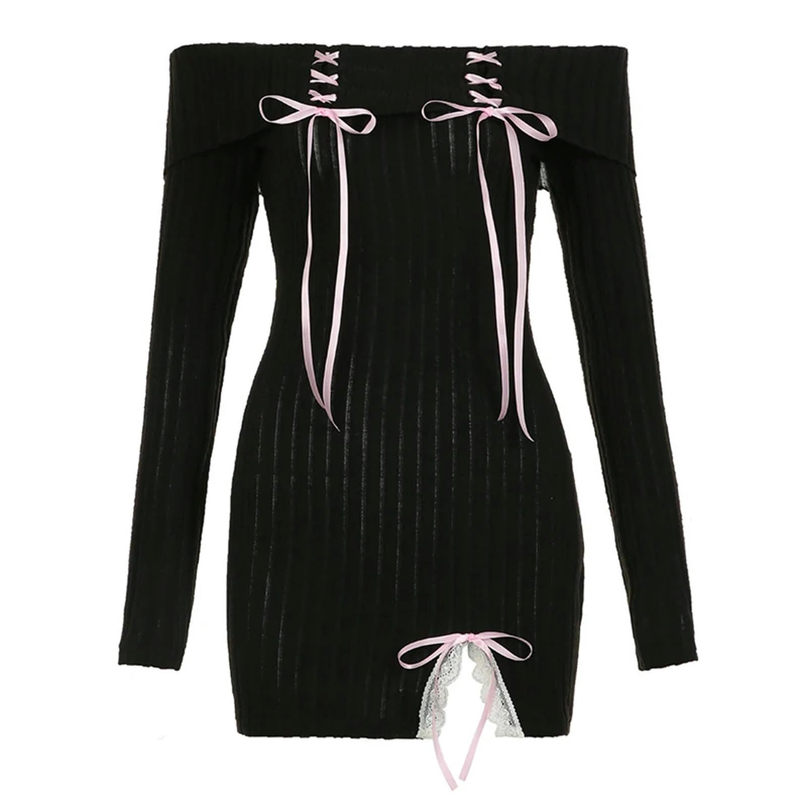 Robe de printemps gothique noire et élégante pour femmes
