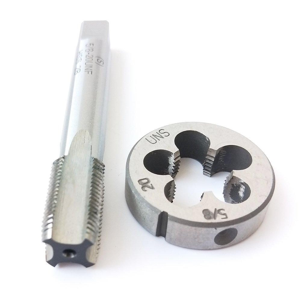 ASZLBYM 5/8-20 HSS Tap And Die Set， UNF Machine Thread Tap And UNS Round Thread Die Right Hand