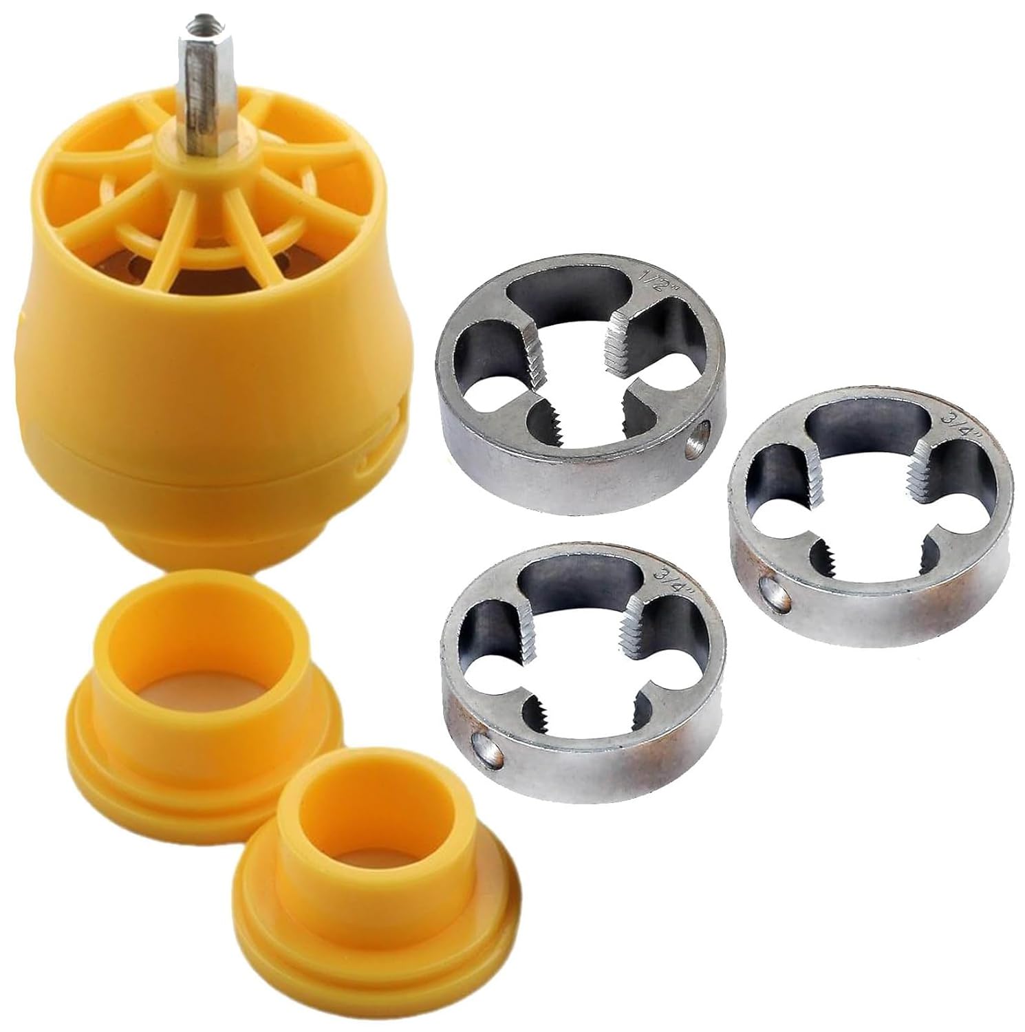 PVC Pipe Threader - PVC Thread Maker Tool for Electric Drill - PVC Threader Kit with 3 Dies, 3 Dies,1/2", 3/4", 1" Pipe - Pipe Threader Plumbing Tool