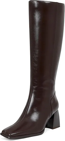 Kalstage Women's Knee High Boots Square Toe Chunky Fall Boots Comfortable Zip Up Dress Heeled Tall Boots for Women