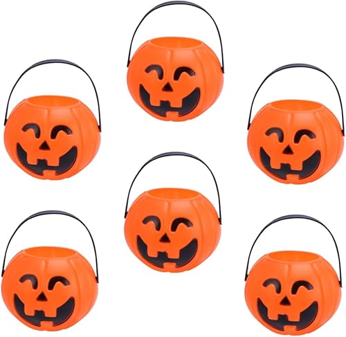 Cubo de calabaza de plástico para Halloween, cubo de calabaza de Halloween, cubos de dulces de Halloween, cestas de graduación para niños, cesta de