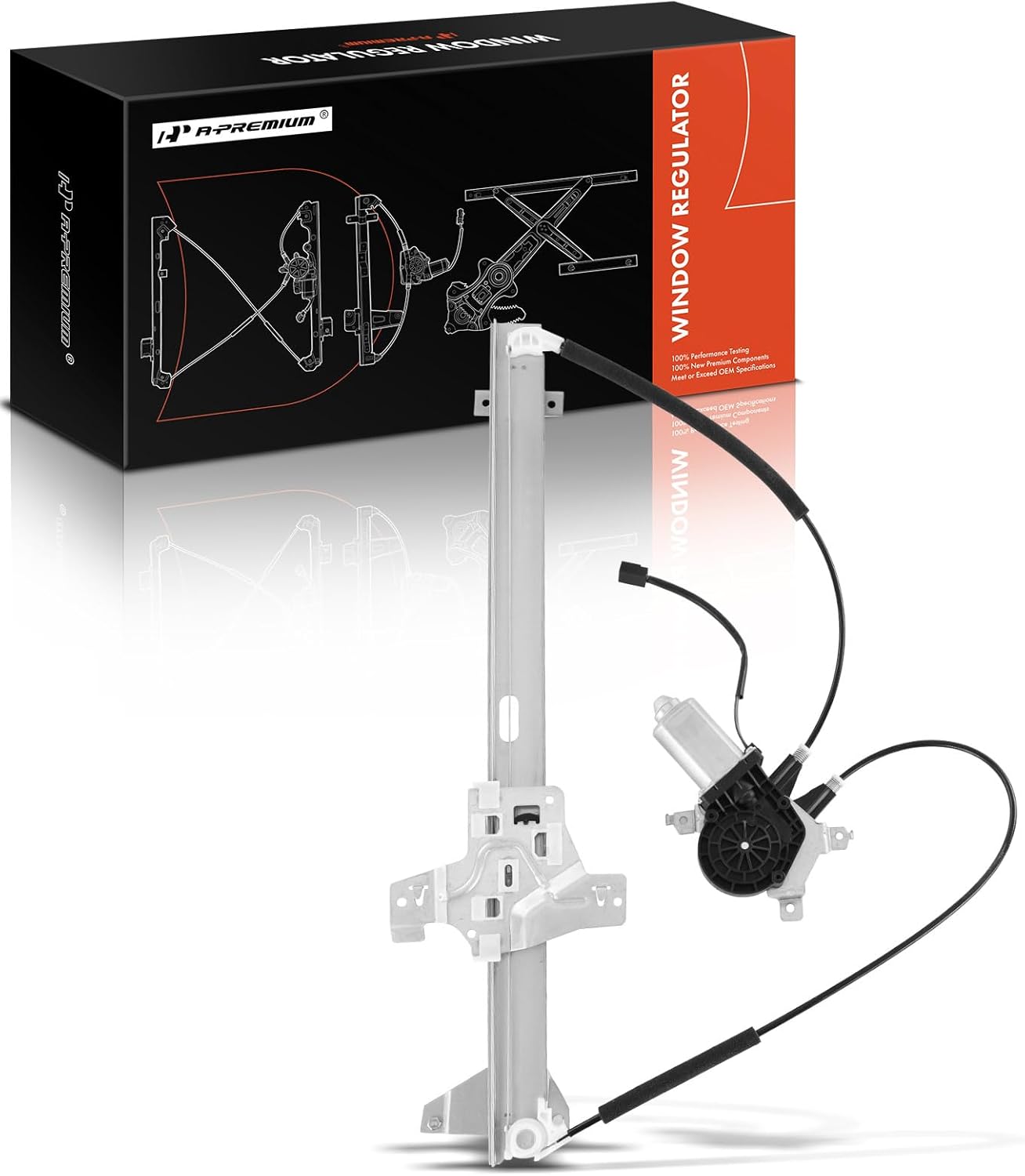 A-Premium Power Window Regulator with Motor Replacement for Ford E-150 Club Wagon E-250 E-350 Econoline E-350 E-450 Super Duty Front Right Front Passenger(RH)