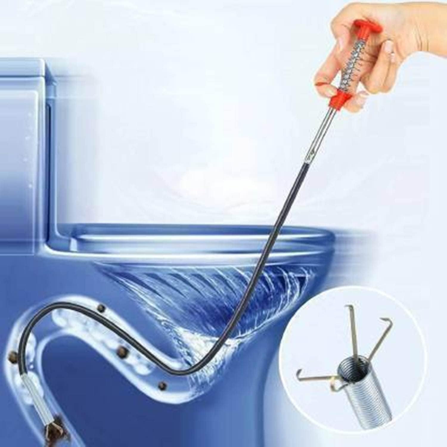 TRUESHOP Drain Pipe Cleaning Spring Stick, Hair Catching Drain Pipe, Cleanings Claw Wire, Sink Cleaner Stick Sewer Sink Tub Dredge Remover, Spring Basin Cleaner Tool (90cm)