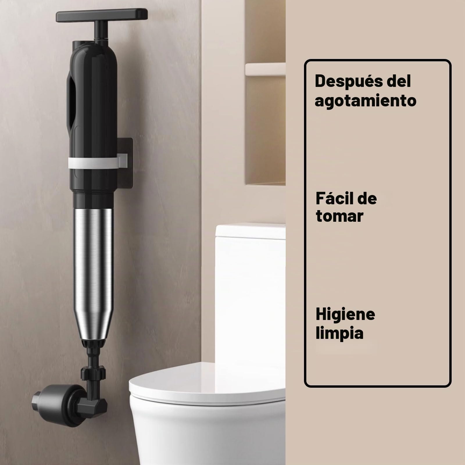 Desatascador Tuberías a Presion con Barómetro y Aire Comprimido, Desatascador WC de Inodoro, 2026 Actualización para Lavabo Bañera Ducha (Negro)