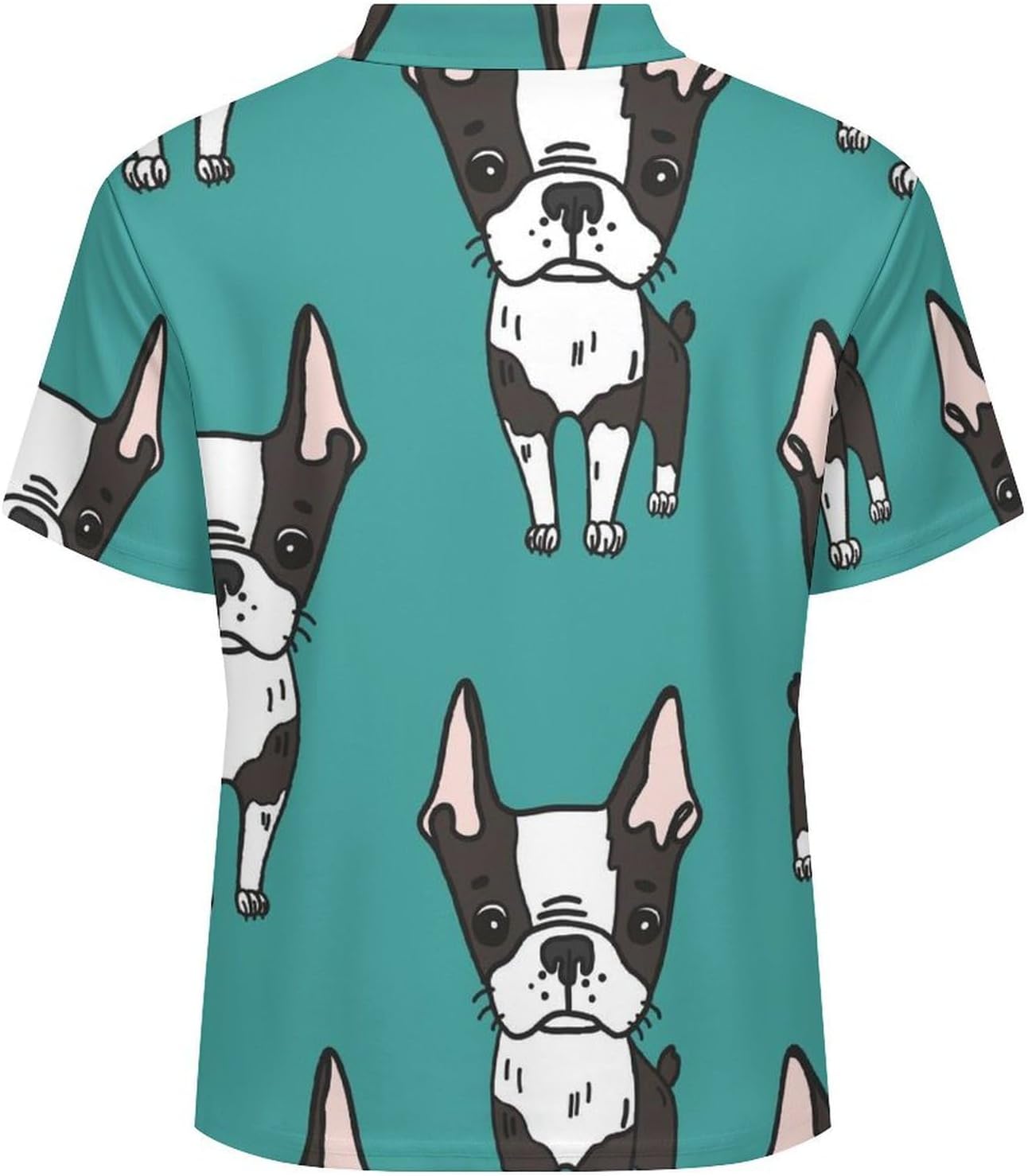 Cute Boston Terrier Mens Polo Shirt Short Sleeve Top Tee Casual T-Shirt