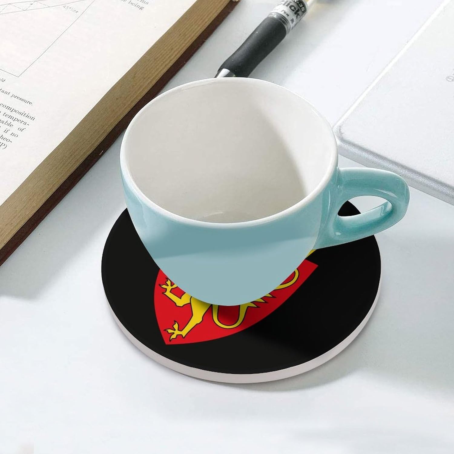 Coat of Arms of Norway Funny Round Ceramic Coasters for Drink Absorbent Cup Holders Tabletop Protection