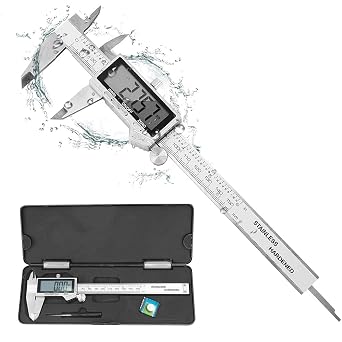 Digital Caliper Measuring Tool, IP54 Waterproof Stainless Steel Vernier Caliper Digital Micrometer with Large LCD Screen, Easy Switch from Inch Metric, 6 Inch Caliper Tool for DIY/Household