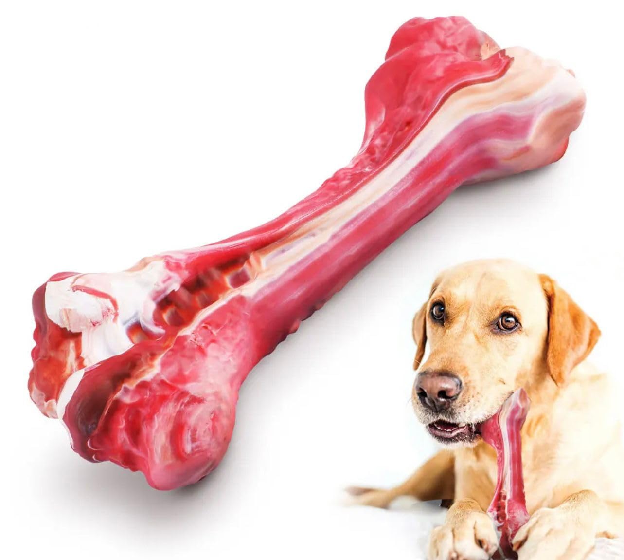 Genérico Juguete Hueso Perro con Sabor a Ternera, Perros medianos y Grandes, Diversión, Limpia Dientes, Resistente a la mordedura