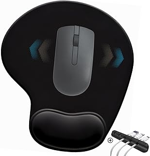 Mouse Pad, Ergonomic Gel PC Wrist Rest Pad Non-Slip Rubber Base Ergonomic Microfiber Mouse Pad, Black, Ideal for Desk or O…