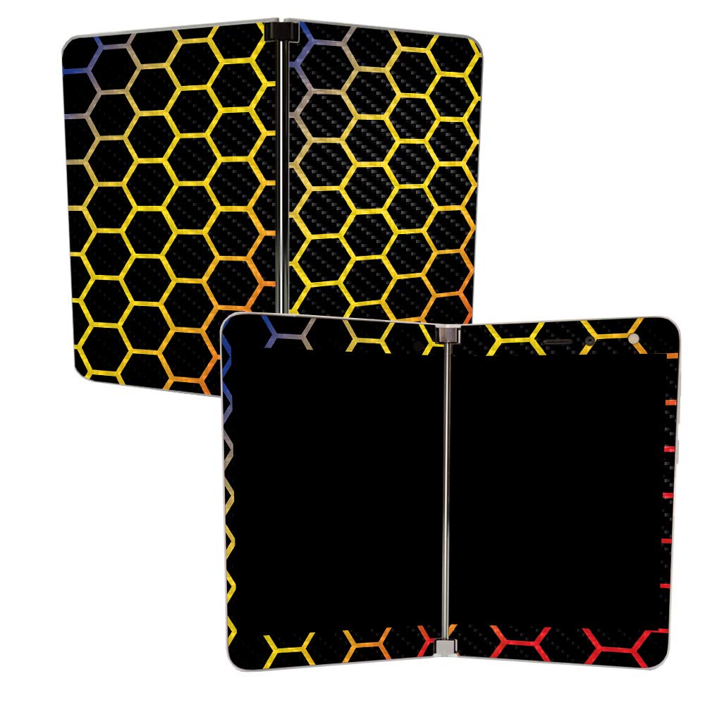 MightySkins Carbon Fiber Skin for Microsoft Surface Duo - Primary Honeycomb | Protective, Durable Textured Carbon Fiber Finish | Easy to Apply | Made in The USA