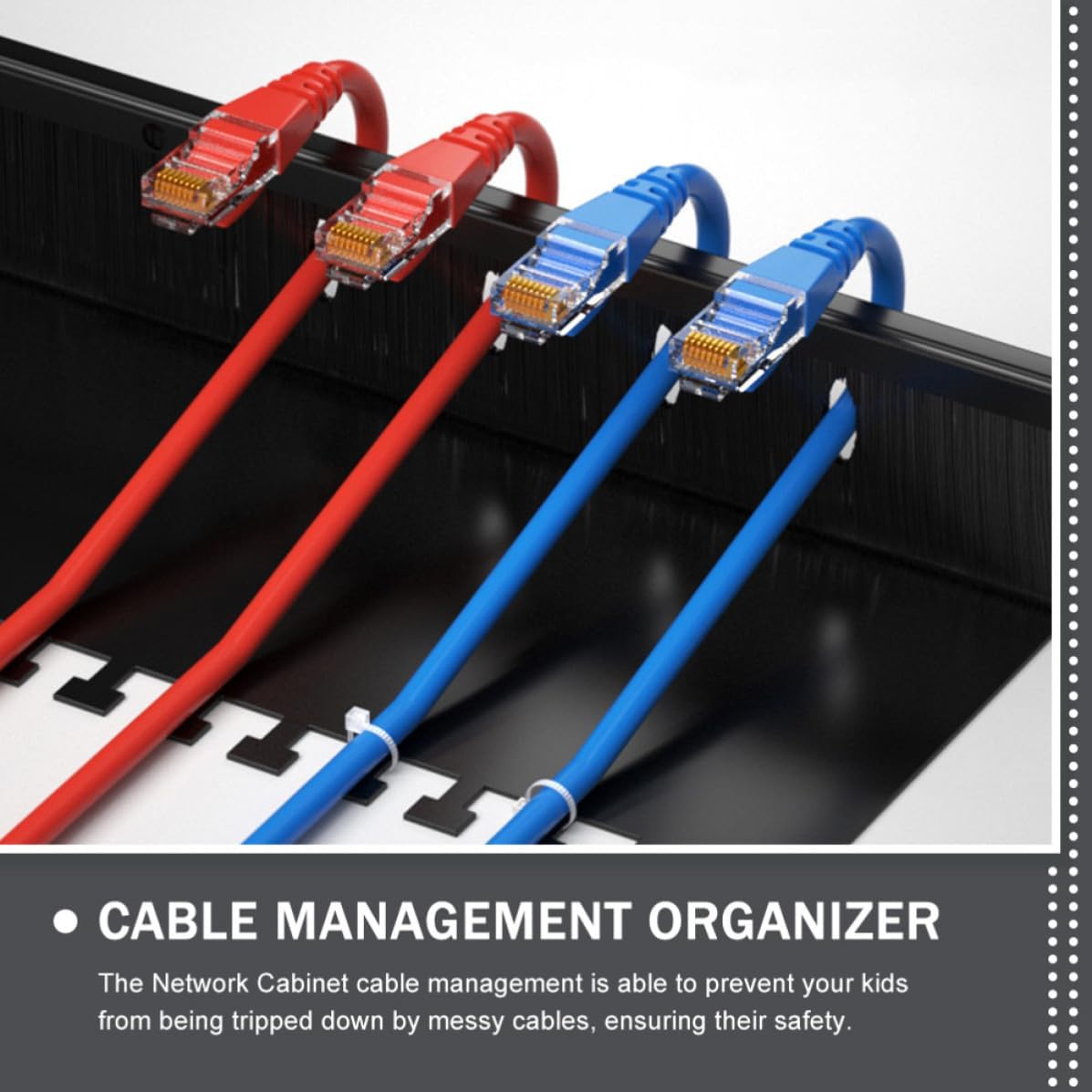 U Cable Management Rack with Brush Black Metal for Network Cabinet image 3