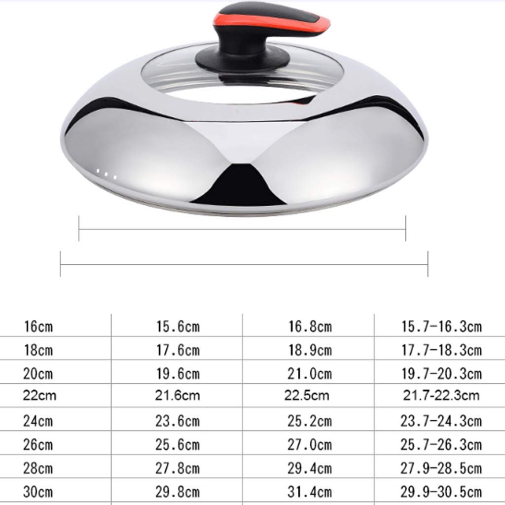 Topfdeckel, Topfdeckel, Edelstahl, gehärtetes Glas, Allzweck-Haushalts-Wok-Abdeckung (24 cm)