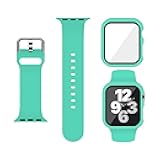 Sport Silicone Band and Case with Screen Protector for Apple Watch Series 11 Series 10 Series 9 Series 8 Series 7 Series 6 SE(Gen 1,2,3) Series 5 Series 4