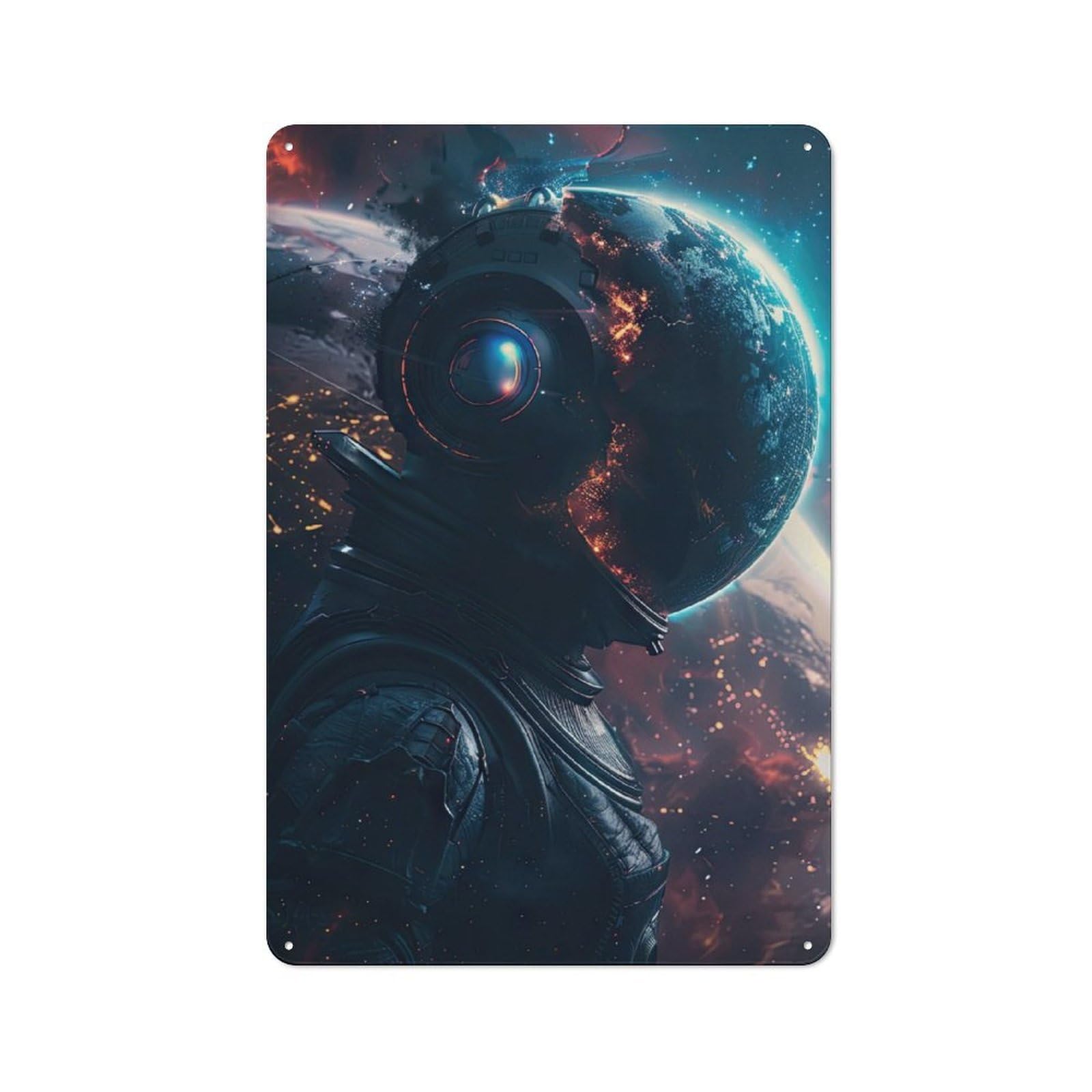 Junmoney Astronaut Cosmos Explorer Metal Wall Sign 30X20cm Featuring For Living Room Wall, A Decorative Gift For A Newly Furnished Living Room