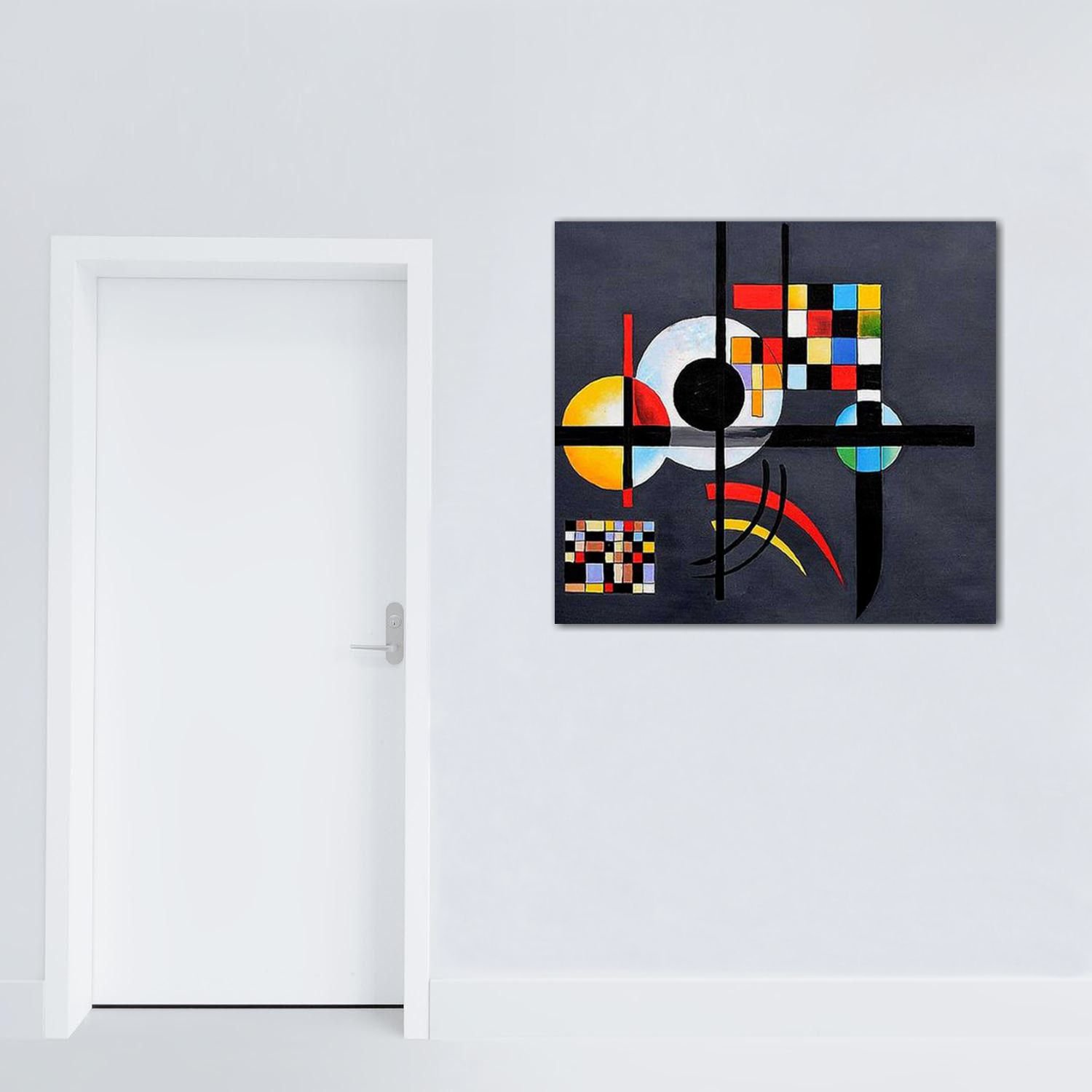 I Colori del Caribe Quadri Astratti Dipinti A Mano su Tela Geometrici Omaggio A Kandinsky Alta QUALITA' Made in Italy Nero Rosso - Gravitation