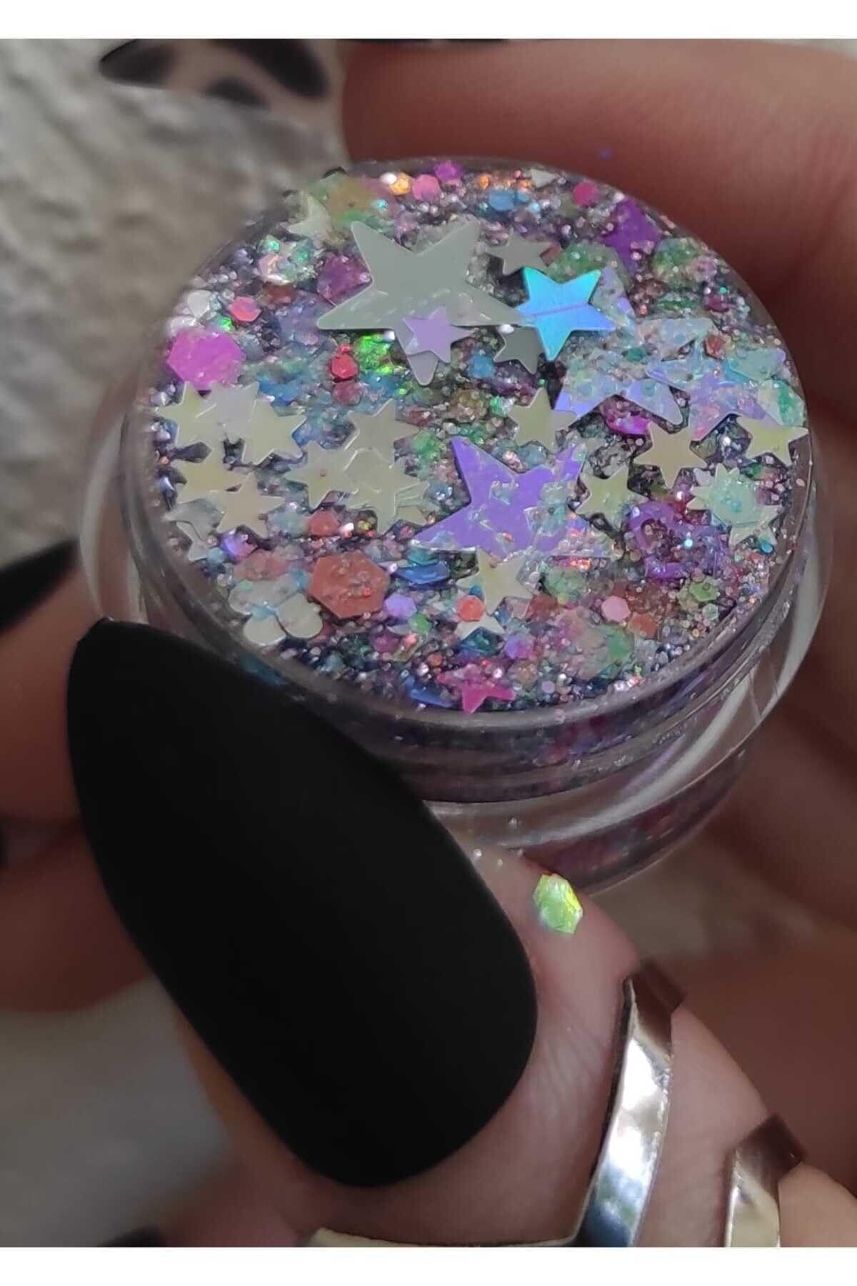 Hb Tasarım Parlak Glitter Jel Far Glitter Simli Saç Ve Vücut Simi Yıldızlı- Magic Stars, serashinegozfarı43