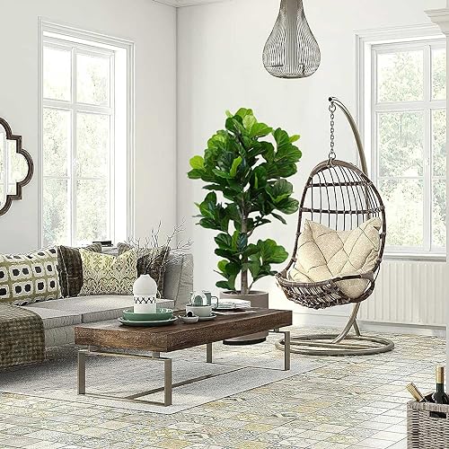 Image of Aveyas 6ft Artificial Fiddle Leaf Fig Tree for Home Decor, 6 Feet Large Faux Plant Fake Ficus lyrata Silk Trees with Pot for Indoor Outdoor House Living Room Office (6 ft Tall)
