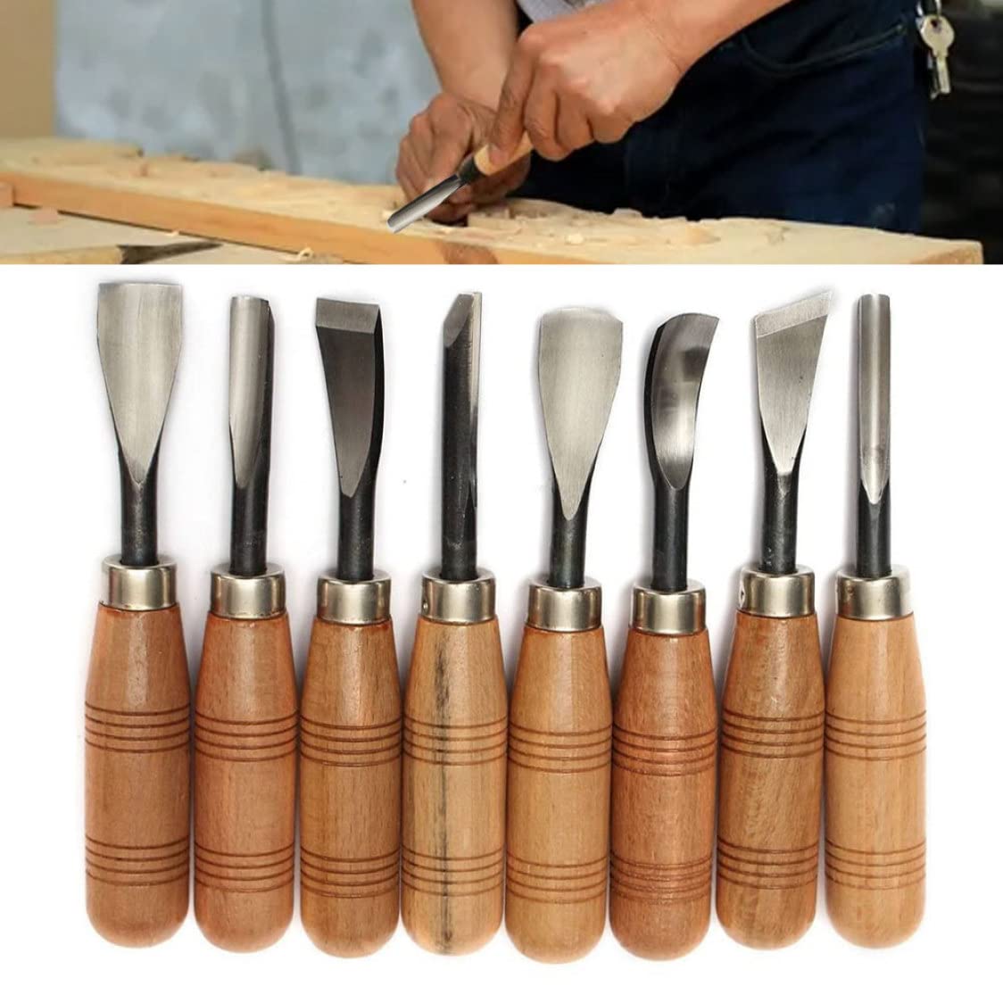 Rebanada Para Esculpir Juego De Herramientas De Talla De Madera Talla De Madera Herramienta De Cincel Manual Mano Gubias Profesionales Juego De Corte De Acero Al Carbono Para Escultura 8pcs