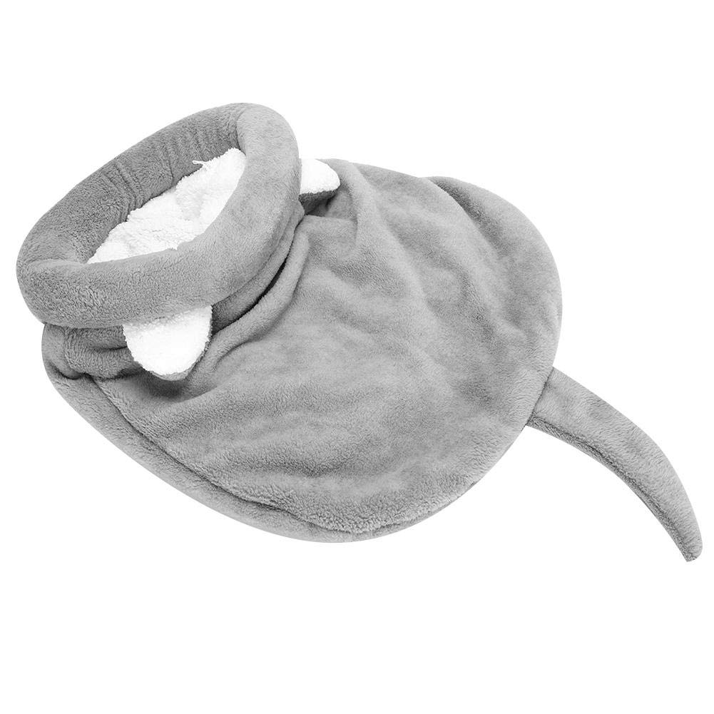 Pssopp Sac de Couchage pour Chat Doux en Peluche Auto-Chauffant Lavable Lits de Chat Câlin Sac Couverture Tapis Kitty Sac pour Chat et Chiot(Gris)