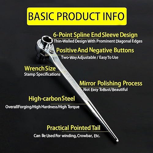 Miniatura 4 de Llave combinada métrica de trinquete de extremo abierto de 19-22 cajas con acabado cromado, Cr-V (Bettomshin)