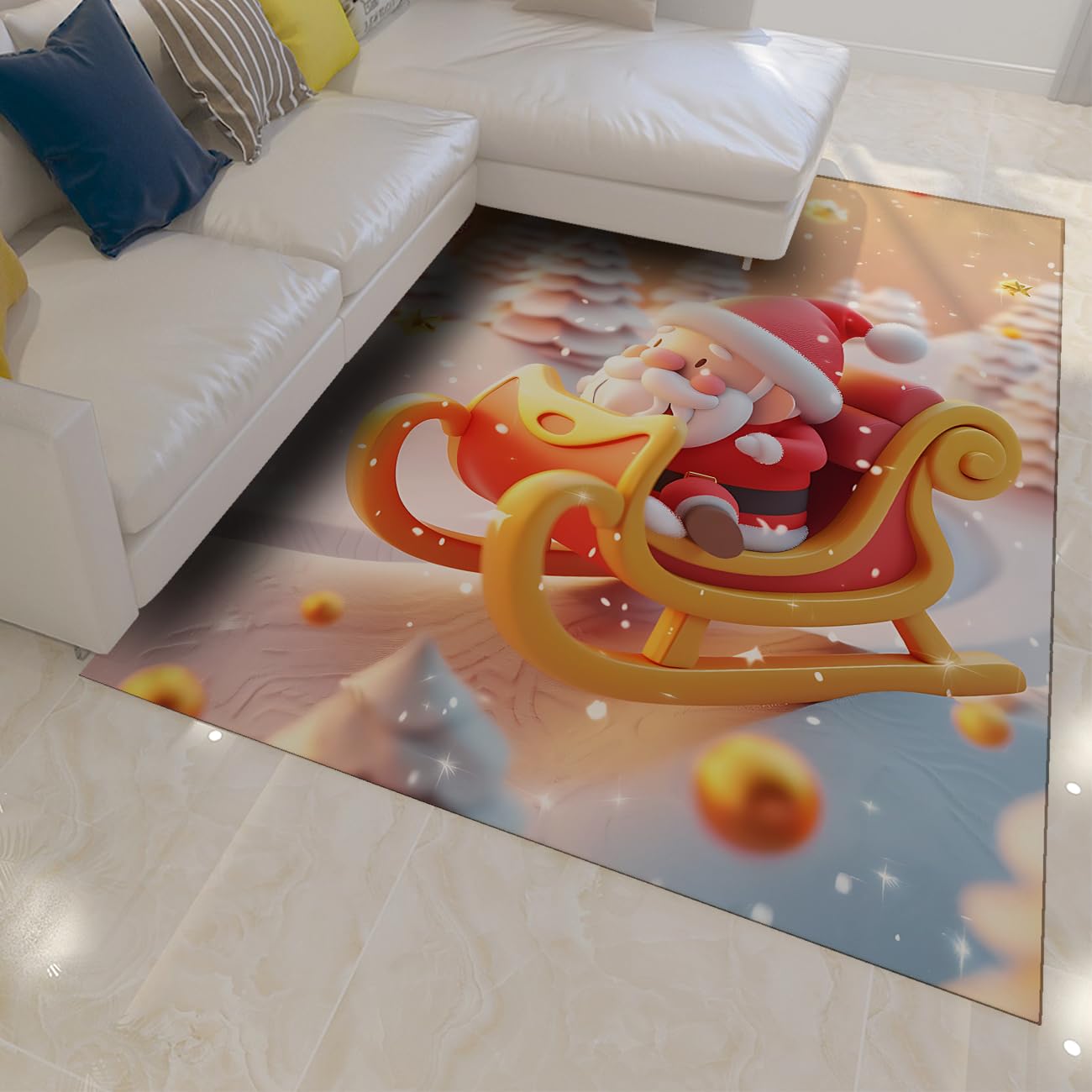 Tapis Noël traîneau du Père Noël pour réchauffer l'ambiance de votre cuisine