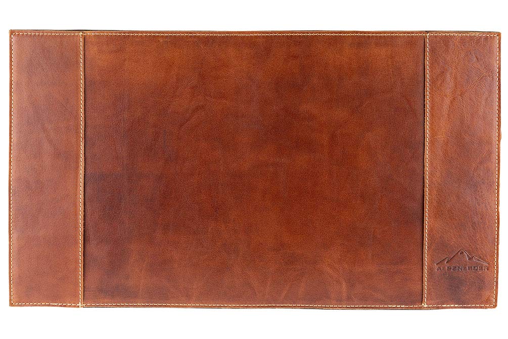 Alpenleder Schreibtischunterlage - PIEMONT (Handgefertigt) - Nachhaltiges Bio-Leder aus regionaler Landwirtschaft | Schreibtischunterlage leder *Fair Produziert* (52x29cm, Cognac)