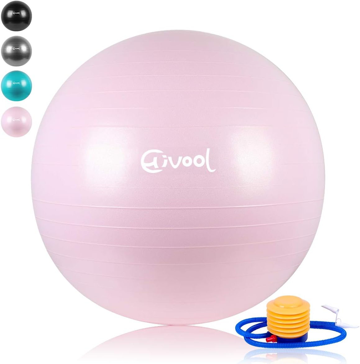 Hivool Exercise Ball(55cm/65cm/75cm/85cm) Thickened Anti-Burst&Anti-slip Gym Ball with Quick Pump,Yoga,Swiss,Birthing,Pregnancy,Therapy Ball Supports 2200lbs(Black/Gray/Blue/Pink)¡­