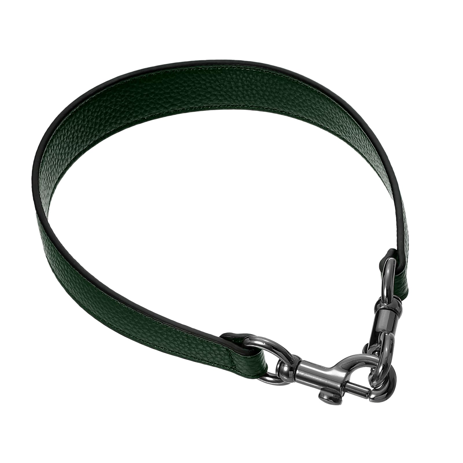 Sangle de sac courte 50 cm en cuir synthétique vert foncé avec boucle grise pour sac à main