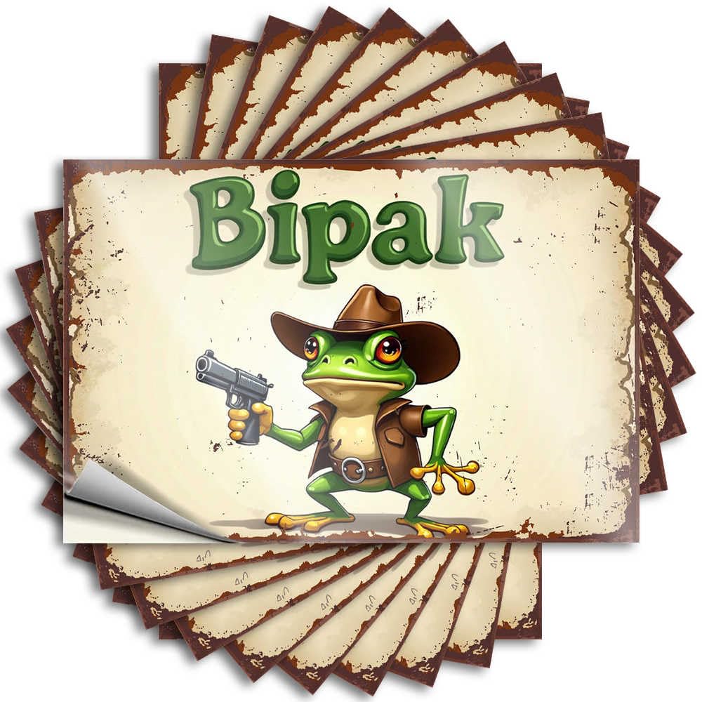 Sticker Retro Kitchen Decor Durable Vinyl - Rugged Cowboy Frog Holding Gun: Bipak Adventure Bumper for Gamer Use(12X18CM)