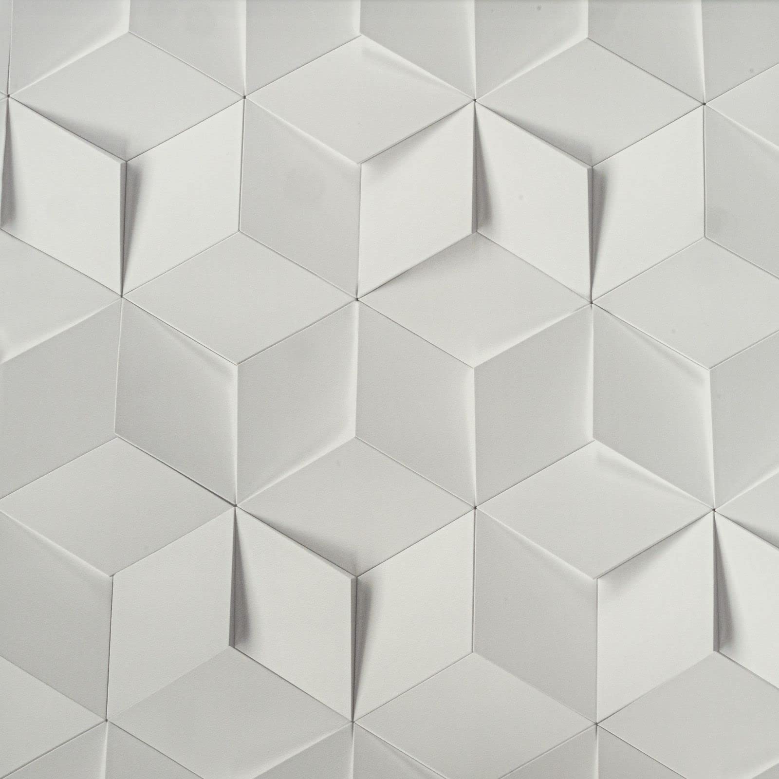 SOPHIE LAURENCE 3D Geometric Feature Wall Wallpaper - White Cube Illusion Funky Modern Vinyl Coat - Textured Thick Solid Heavy Duty - Paste The Wall Wallpaper