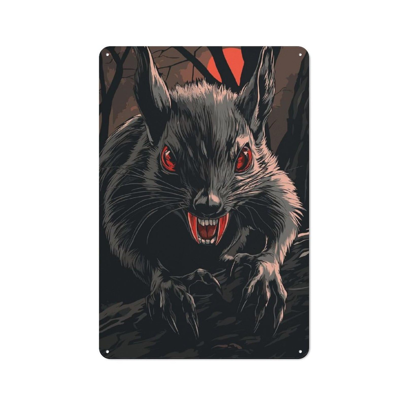 Junmoney Vampire Gothic Squirrel Rustic Tin Wall Plaque 30X20cm For Garage Or Workshop, For Home Interiors, Feature Walls And Decorative Displays