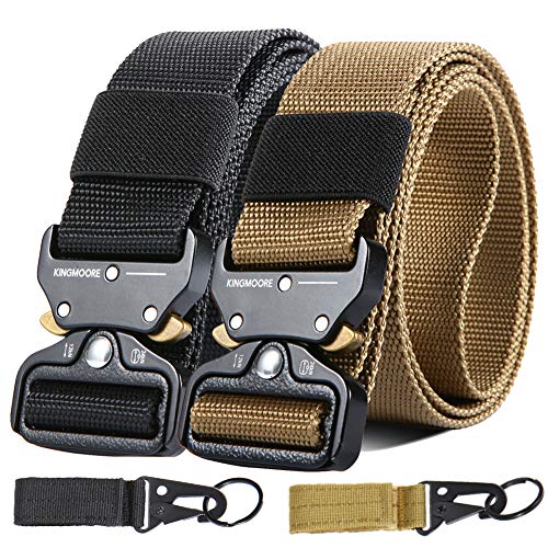 KingMoore Men's Tactical Belt Heavy Duty Webbing Belt Adjustable Military Style Nylon Belts