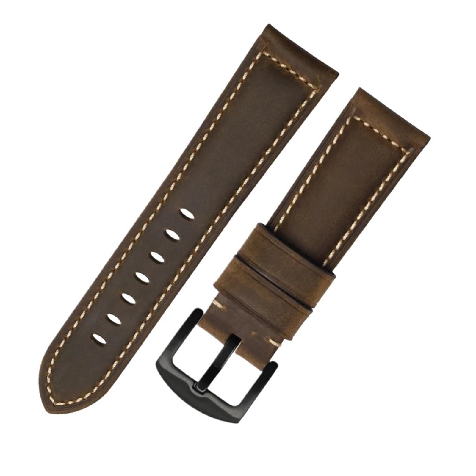 YINGO Handgefertigtes Vintage-Uhrenarmband Aus Crazy Horse-Leder, Oberschicht Rindsleder, 19–24 Mm Breit, Verstellbare Träger For Uhren
