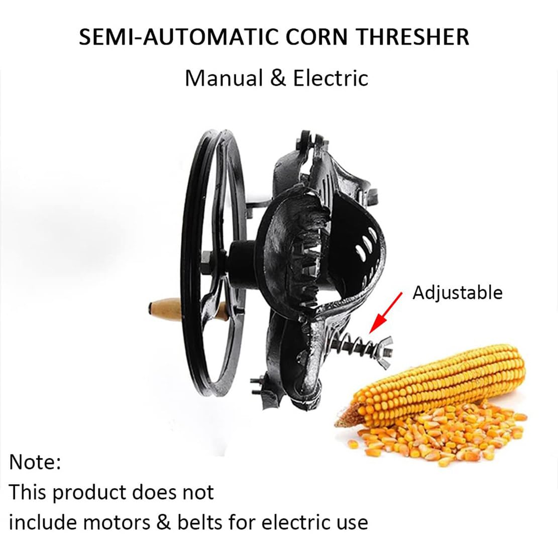 Sgranatrice Manuale per Mais - Robusta con Manico in Legno, efficienza 40-60 kg/h, Macchina efficiente per la sgranatura del Mais (B)