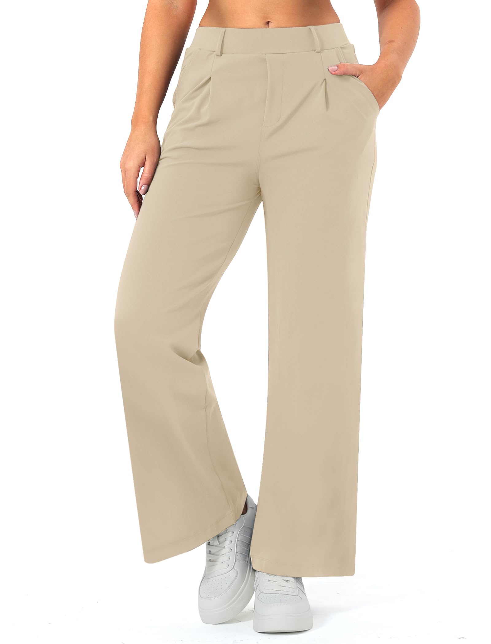Wide Leg Work Pants for Woman Stretchy Office Slack Dress Pants Business Trousers with Pockets
