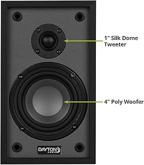Dayton Audio Classic B40 Bookshelf Speakers, 4" Woofer & 1" Tweeter, Passive 2-Way Design, 30W RMS, for Music, TV & Home Audio Systems – Black