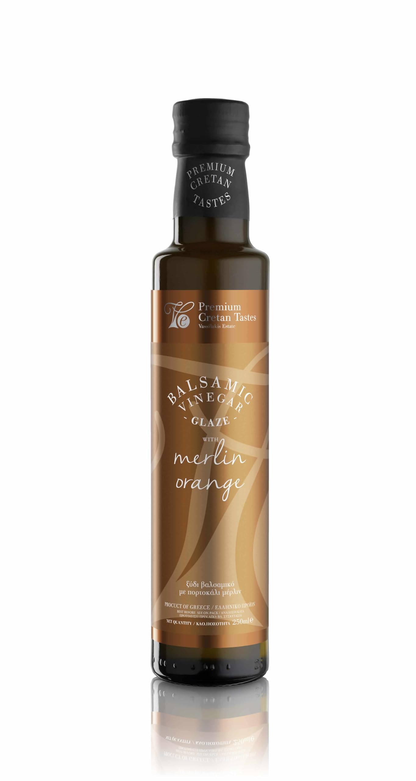 Vassilakis Estate Greek Balsamic Vinegar with Merlin Orange – 250ml – Premium Flavoured Vinegar from Greece, Ideal for Salads, Marinades & Dressings