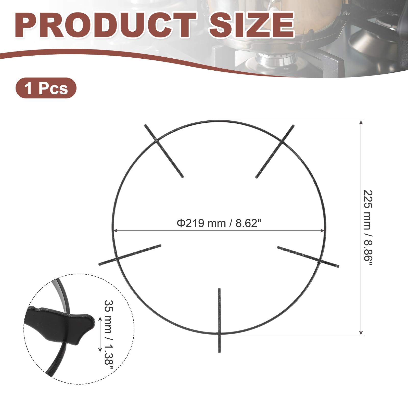 PATIKIL Anillo de wok para estufa de gas, soporte redondo de hierro fundido para estufa de gas de 8.6 pulgadas, accesorios de repuesto para quemador de cocina del hogar, color negro