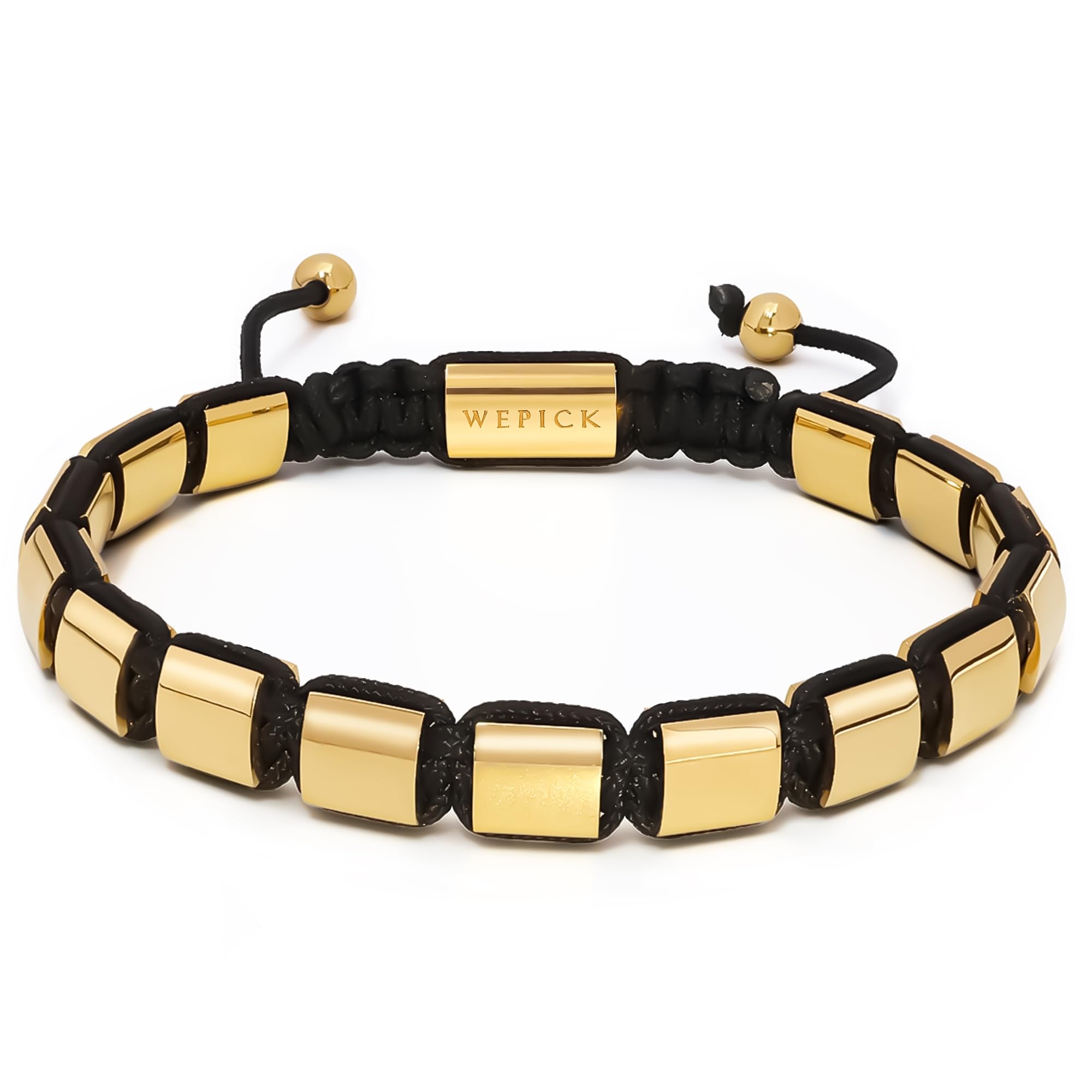 WP WEPICK Gold Bracelets for Men 18K Gold Plated Stainless Steel Handcrafted Adjustable Mens Gold Bracelet Chain Link Lava Rock Black Onyx Red Tiger Eye Beads Bracelet Jewelry Gifts