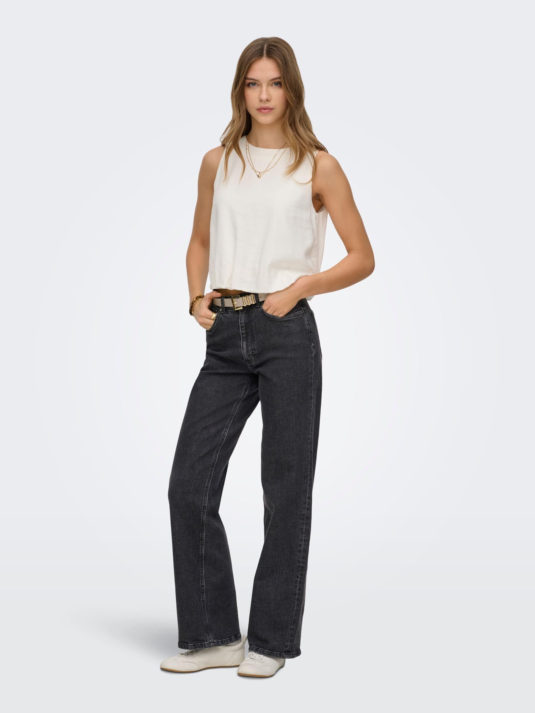 ONLY Female Jeans mit weitem Bein ONLJUICY Hohe Taille Weiter Beinschnitt Jeans