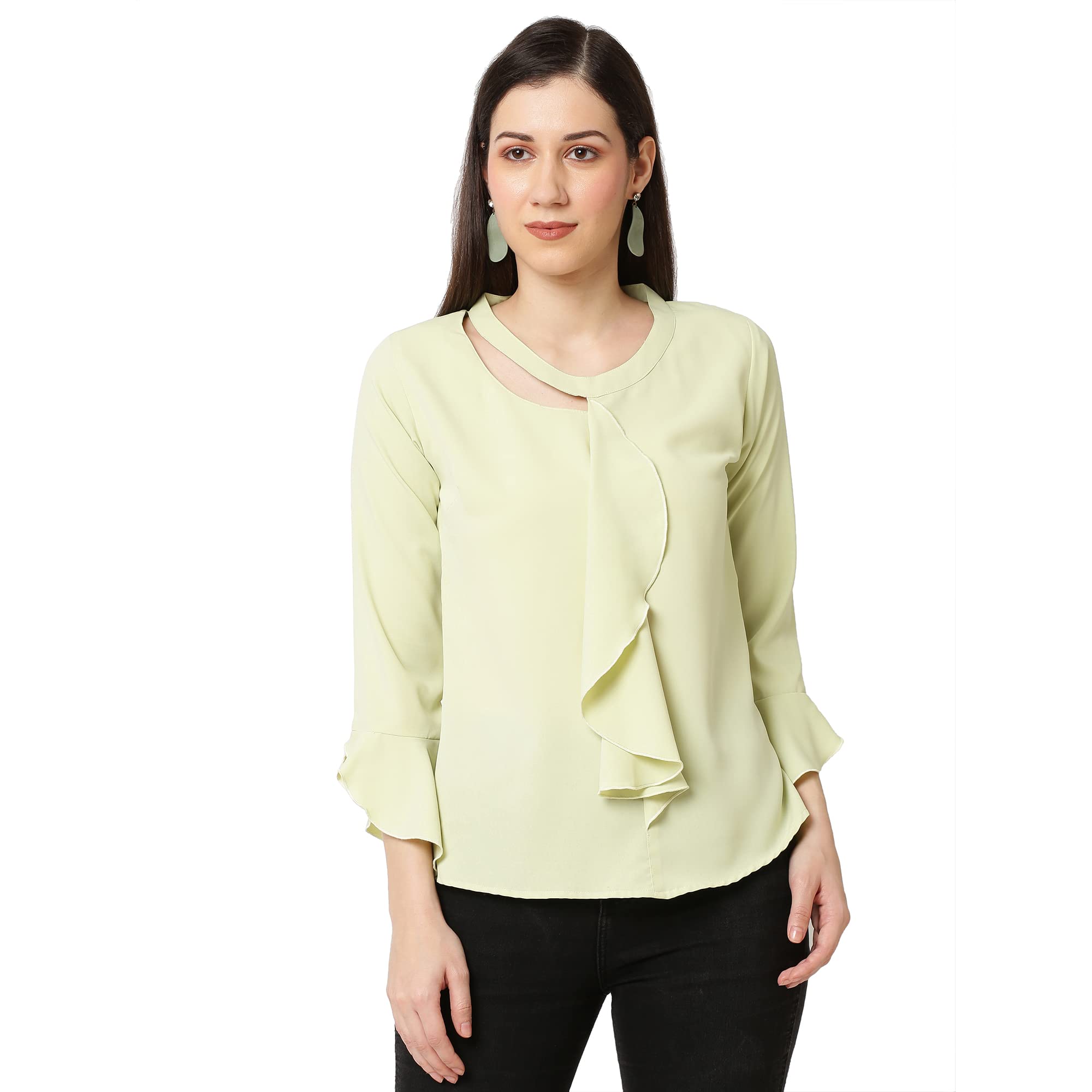 go-4 it Go.4.it Front Frill Stylish Top with Bell Sleeves-picture-45