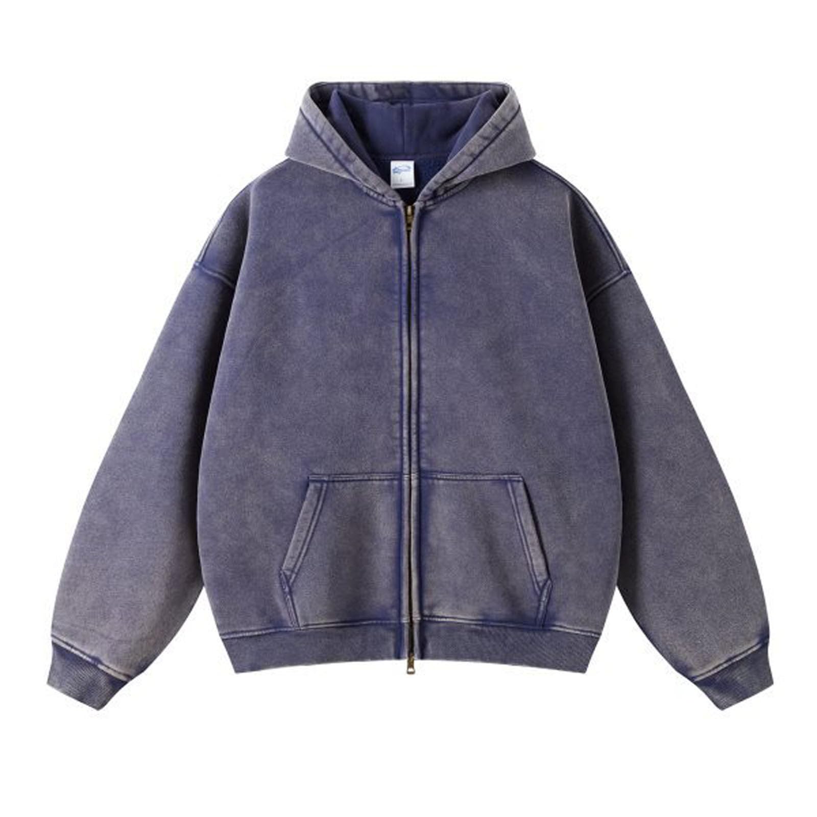 Felpa da uomo hip hop, oversize, con cappuccio, in pile, Y2K, con chiusura lampo, basic, unisex, con cappuccio, vintage, Streetwear