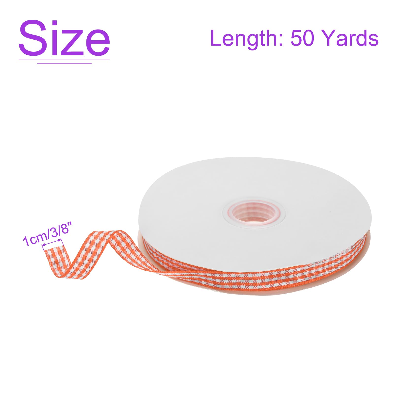 DMiotech 3/8 Inch 50 Yards Gingham Ribbon, Checkered Ribbon Plaid Ribbon for Gift Wrapping Decoration Art Craft DIY Orange and White - Image 3