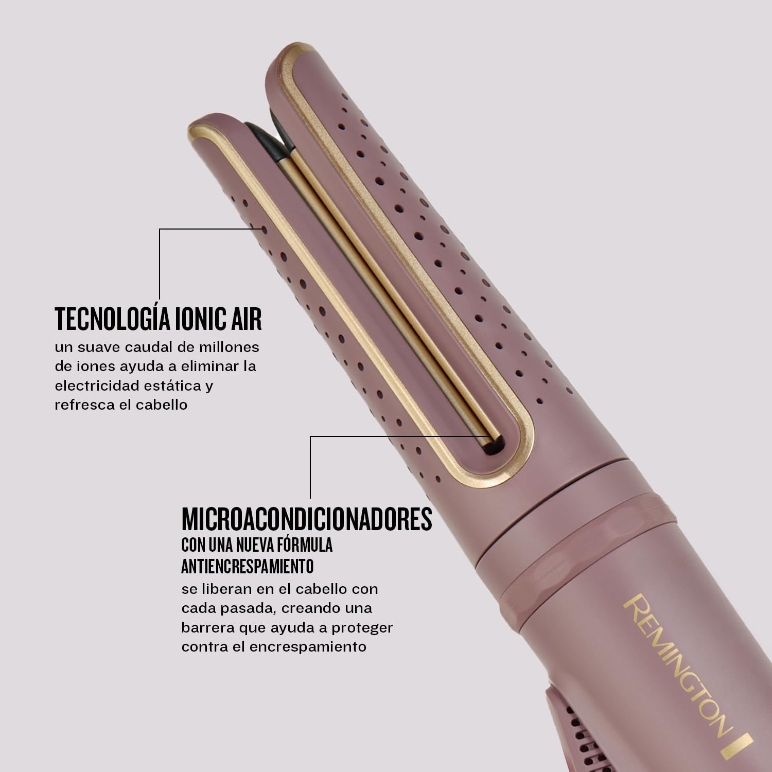 Remington rizador giratorio AIRvive con Aire Ionizado, Tecnología de Ionic Air para unos rizos duraderos (revestimiento de cerámica ultrasuave con microacondicionadores, digital, 160 a 210 °C) CI8930