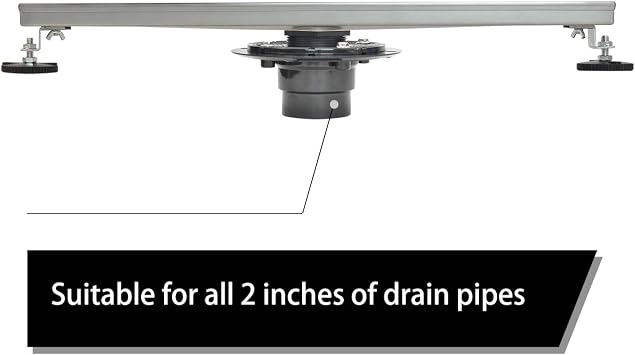 SaniteModar Linear Shower Drain with Flange, Tile Insert 2 in 1 Panel Showe Drain 32 inch, Shower Floor Drain for Bathroom