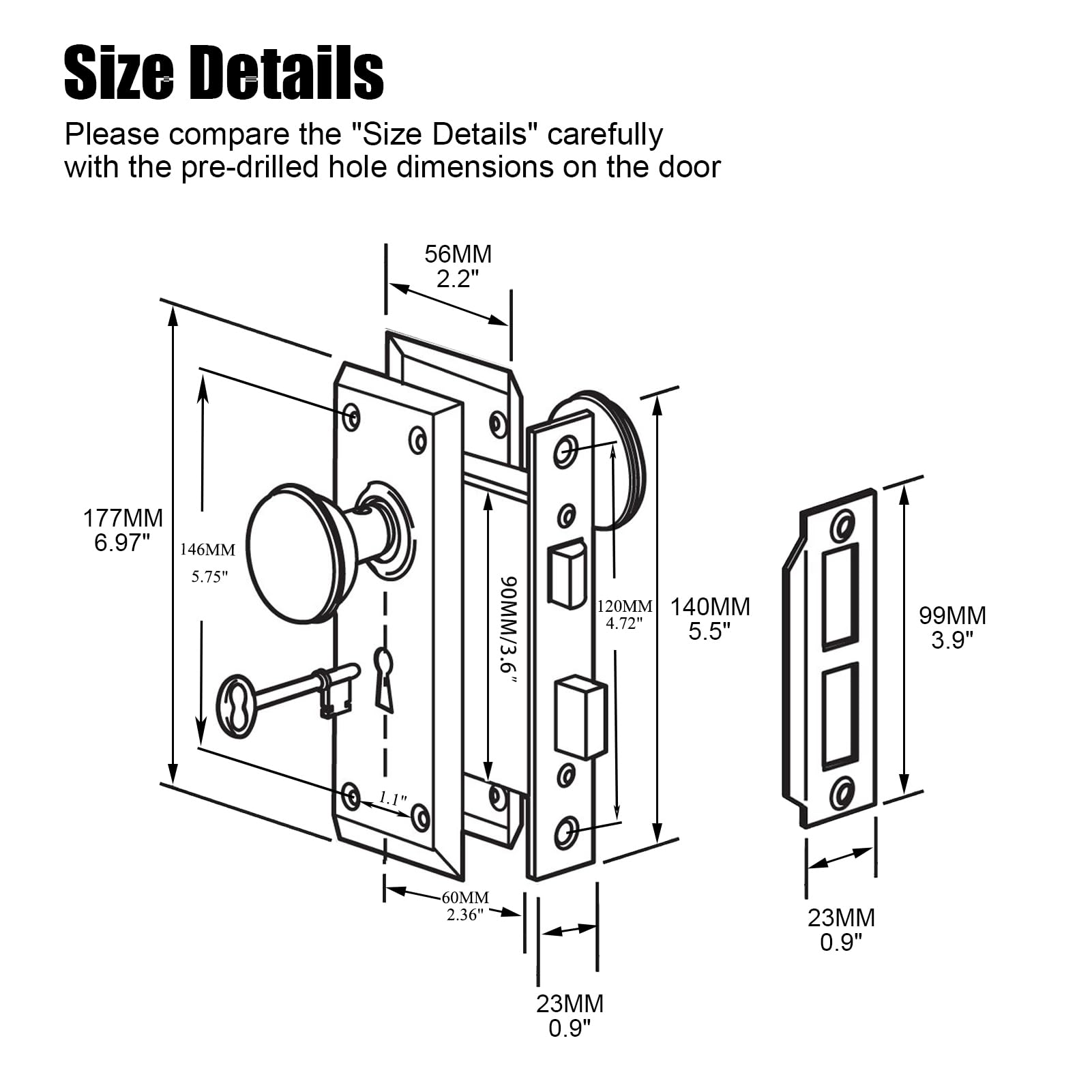 Crystal Glass Door Knobs - Mortise Lock Set -6