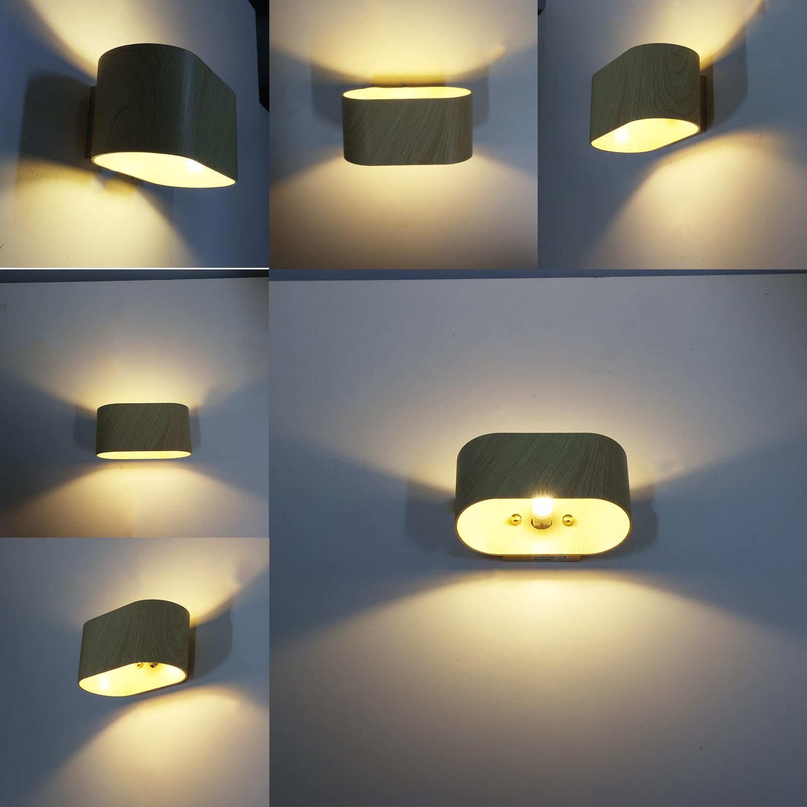 Alpinaluz Applique Murale Up & Down avec Douille G9, Design Courbé en Métal, Éclairage Décoratif Intérieur pour Couloir, Salon et Chambre, IP20 (Effet bois)