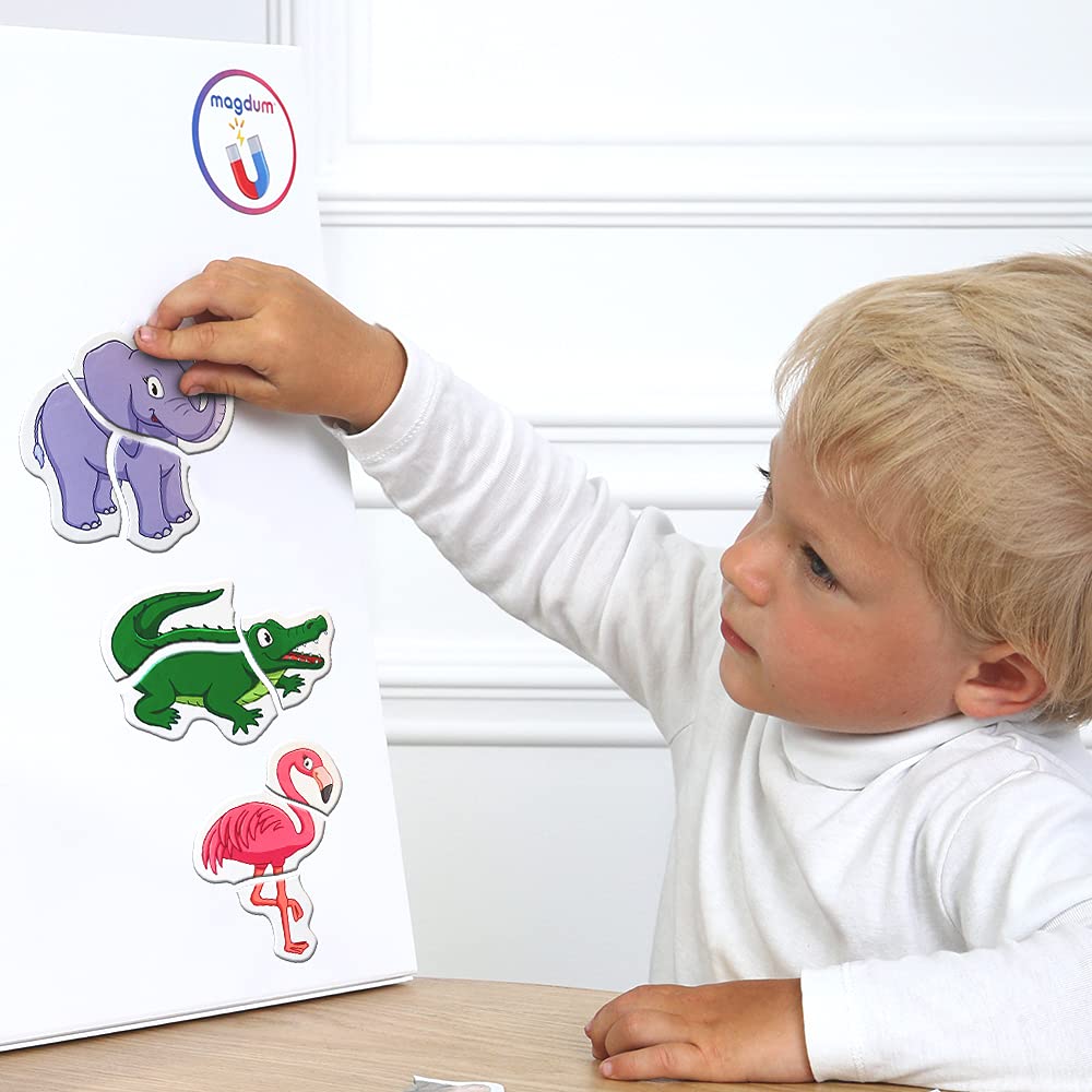 Puzzle Zoo Magnetico Bambini – 6 Puzzle Animali – Grandi Magneti Educativi Neonati – Gioco Montessori Prima Infanzia – Attività Frigorifero Scuola Materna –Regalo Bambini – Magdum